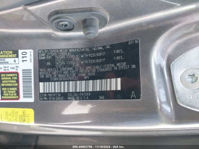 5TDKK3DC6GS764533 Toyota Sienna Le 8 Passenger
