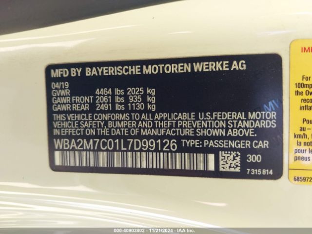WBA2M7C01L7D99126 BMW 230I