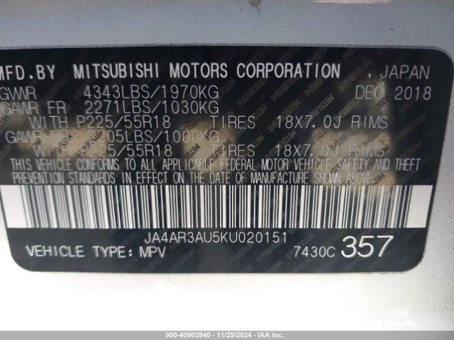 2019 MITSUBISHI OUTLANDER SPORT JA4AR3AU5KU020151 Photo 8