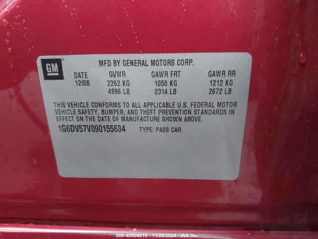 2009 CADILLAC CTS 1G6DV57V090155634 Photo 8