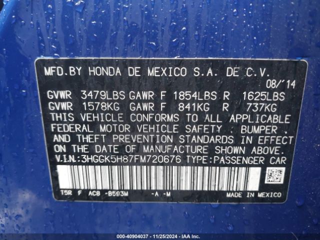 3HGGK5H87FM720676 Honda Fit Ex/ex-l
