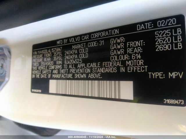 YV4102DL4L1575847 Volvo Xc60 T5 Inscription
