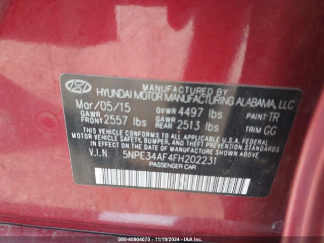 5NPE34AF4FH202231 Hyundai Sonata Sport