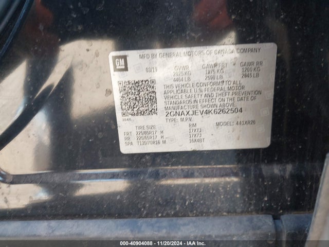 Chevrolet EQUINOX LT 2019 2GNAXJEV4K6262504 Image 9