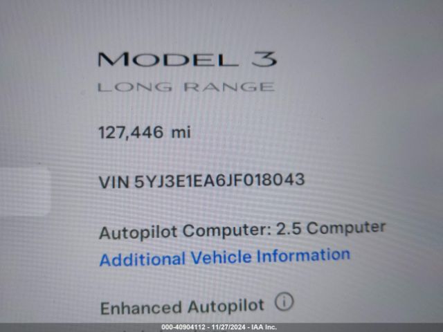 5YJ3E1EA6JF018043 Tesla Model 3 Long Range/mid Range