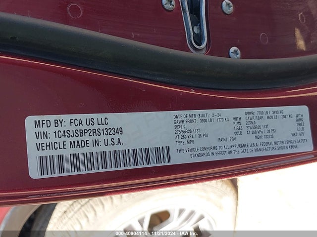 1C4SJSBP2RS132349 Jeep Wagoneer L Series Ii 4x4