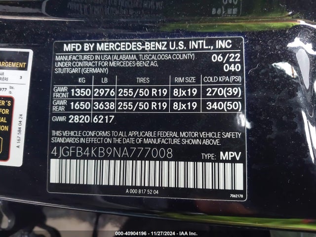 4JGFB4KB9NA777008 Mercedes-Benz Gle 350 4matic