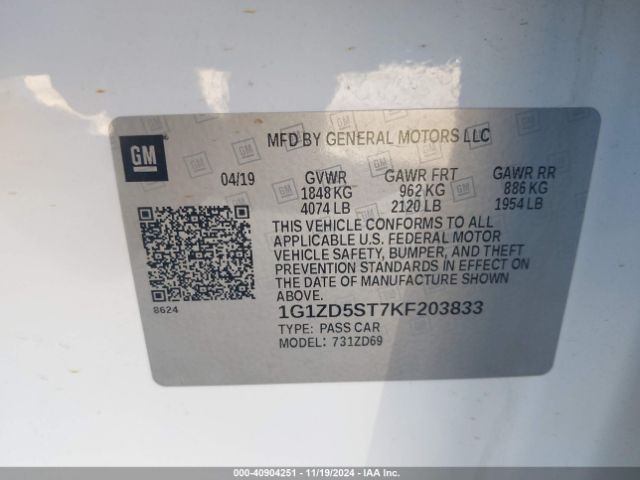 1G1ZD5ST7KF203833 Chevrolet MALIBU LT
