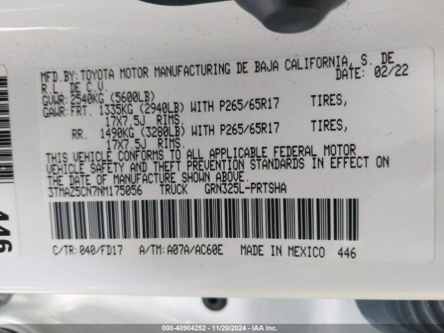 3TMAZ5CN7NM175056 Toyota Tacoma Trd Sport
