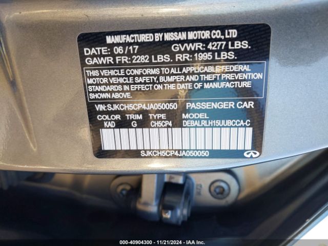 SJKCH5CP4JA050050 Infiniti Qx30 Premium