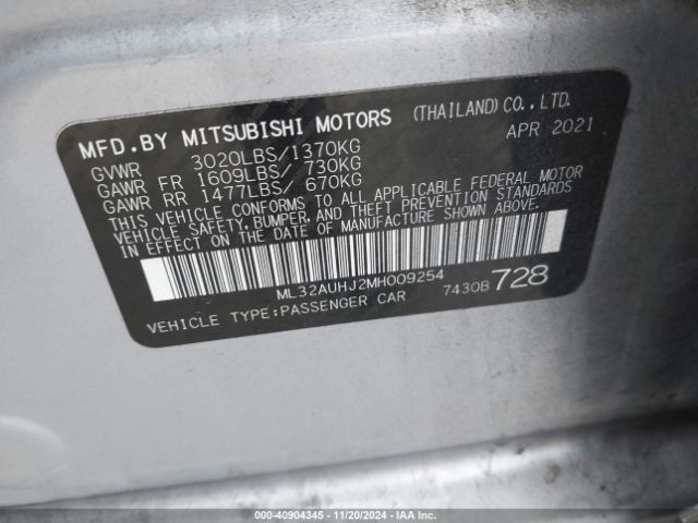 ML32AUHJ2MH009254 Mitsubishi Mirage Carbonite Edition/es/le