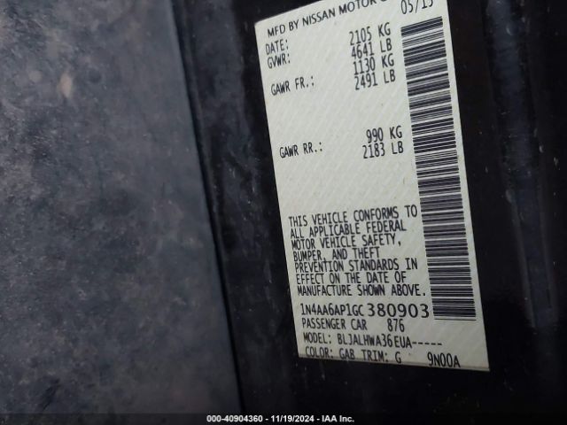 1N4AA6AP1GC380903 Nissan Maxima 3.5 Platinum