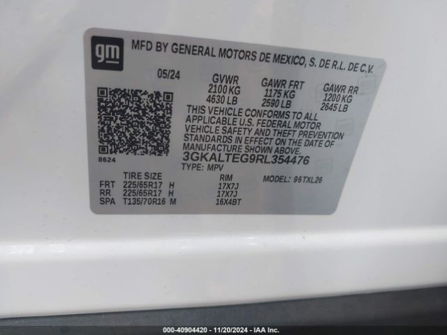 3GKALTEG9RL354476 GMC Terrain Awd Sle