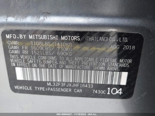 2018 MITSUBISHI MIRAGE G4 ML32F3FJXJHF16433 Photo 8