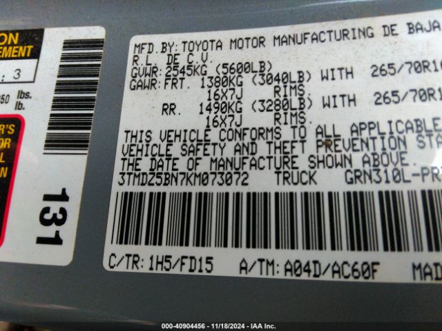 2019 TOYOTA TACOMA 4WD 3TMDZ5BN7KM073072 Photo 8