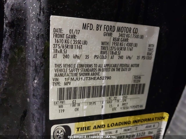 1FMJU1JT3HEA52790 Ford Expedition Xlt