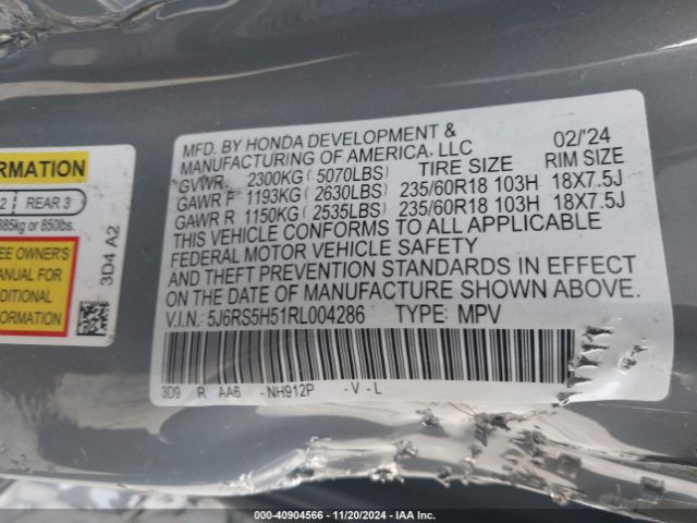5J6RS5H51RL004286 Honda Cr-v Hybrid Sport