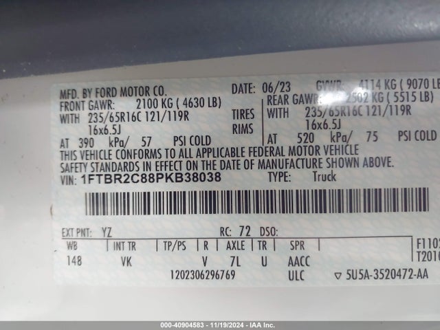 Ford Transit-250 2023 1FTBR2C88PKB38038 Image 9