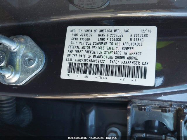 Продаж на аукціоні авто 2011 Honda Accord 2.4 Lx, vin: 1HGCP2F3XBA069122, номер лоту: 40904595