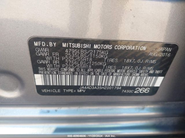 JA4AD3A35HZ001794 Mitsubishi Outlander Se/sel