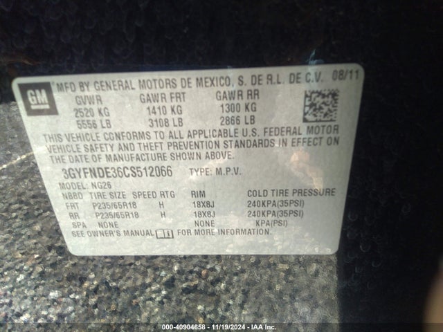 2012 CADILLAC SRX 3GYFNDE36CS512066 Photo 8