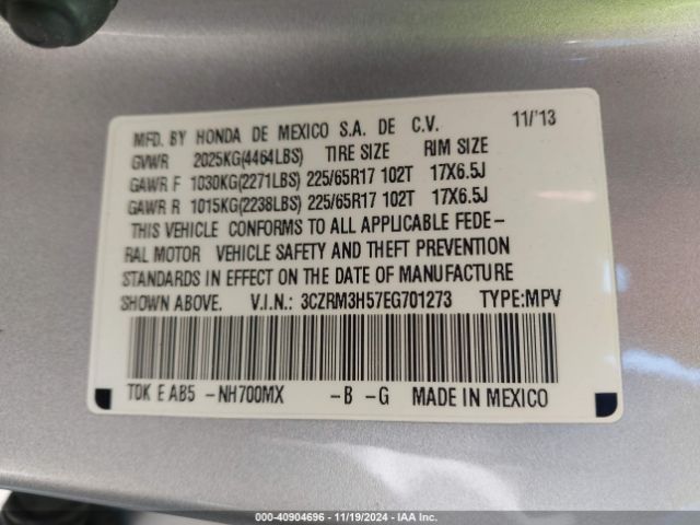3CZRM3H57EG701273 Honda CR-V EX