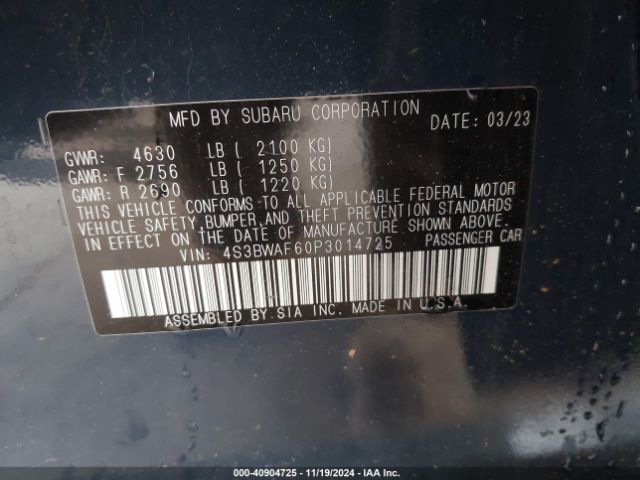 4S3BWAF60P3014725 Subaru Legacy Premium