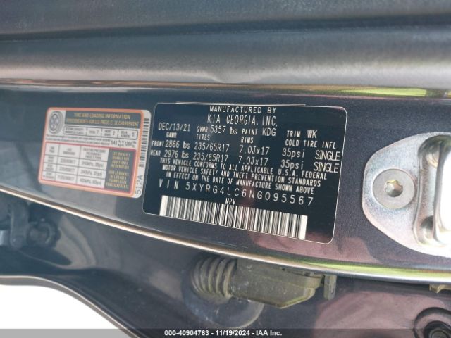 5XYRG4LC6NG095567 KIA SORENTO LX