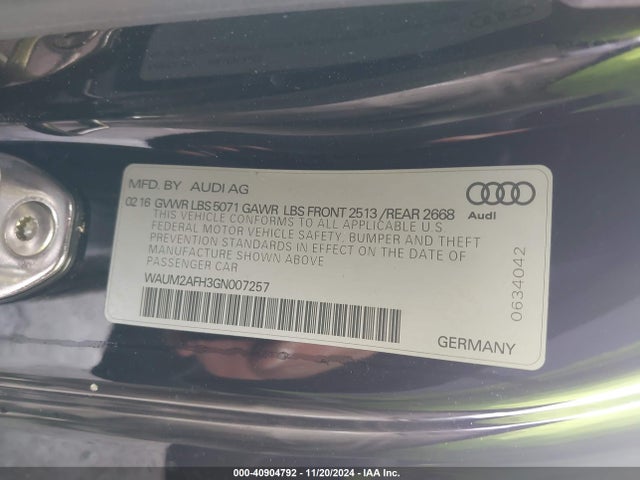 WAUM2AFH3GN007257 Audi A5 2.0t Premium