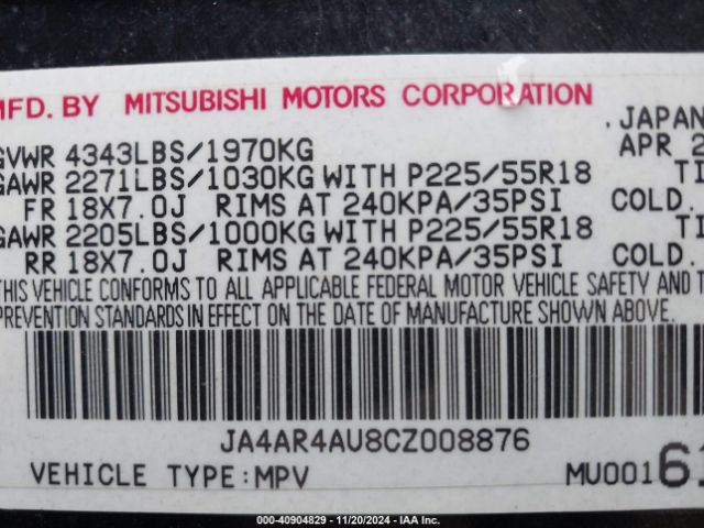 2012 MITSUBISHI OUTLANDER SPORT JA4AR4AU8CZ008876 Photo 8