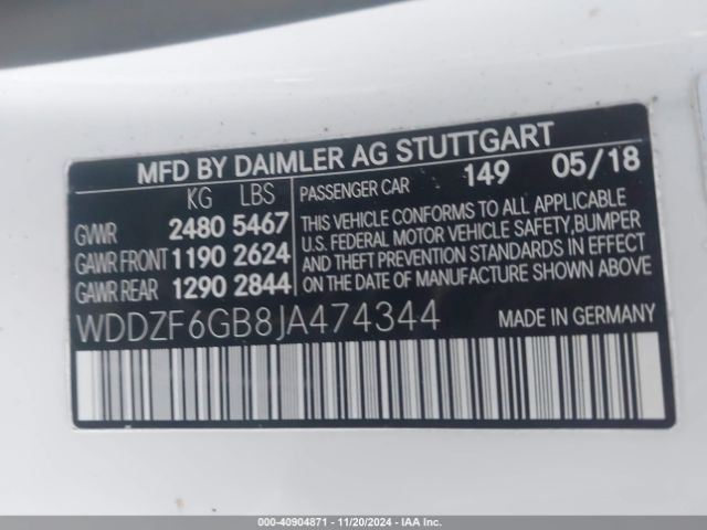 WDDZF6GB8JA474344 Mercedes-Benz E 400 4matic