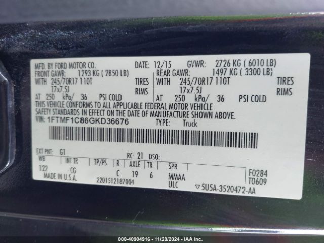 1FTMF1C86GKD36676 Ford F-150 Xl
