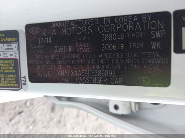 KNAFX4A69F5389892 KIA FORTE LX