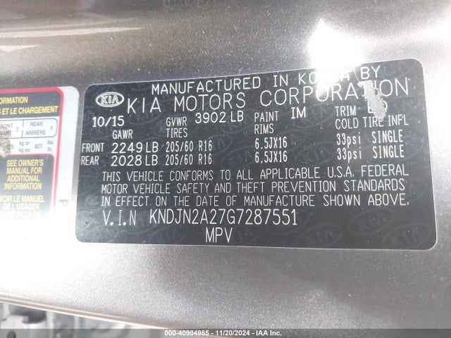 KIA Soul 2016 KNDJN2A27G7287551 Image 9