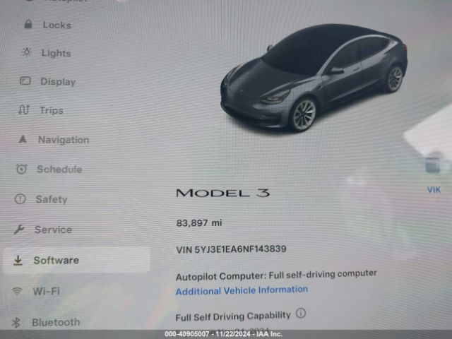 5YJ3E1EA6NF143839 Tesla Model 3 Rear-wheel Drive