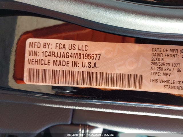 1C4RJJAG4M8195677 Jeep Grand Cherokee L Altitude 4x2
