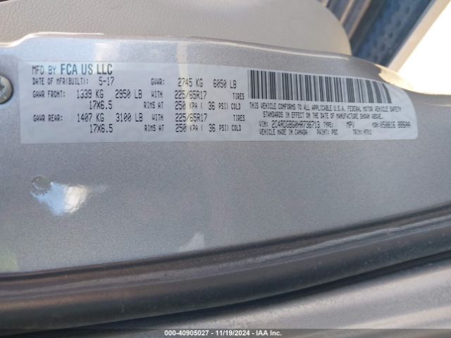 2C4RDGBG0HR736713 Dodge Grand Caravan Se