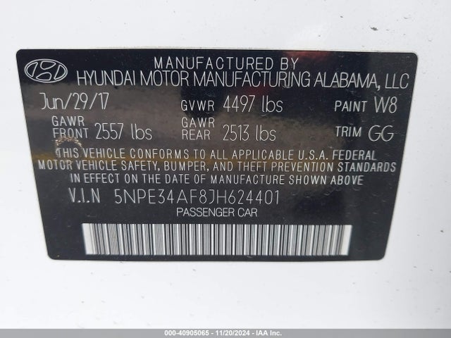 Hyundai SONATA SEL 2018 5NPE34AF8JH624401 Image 9