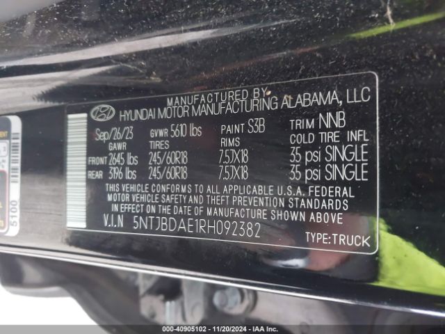 5NTJBDAE1RH092382 Hyundai Santa Cruz Sel