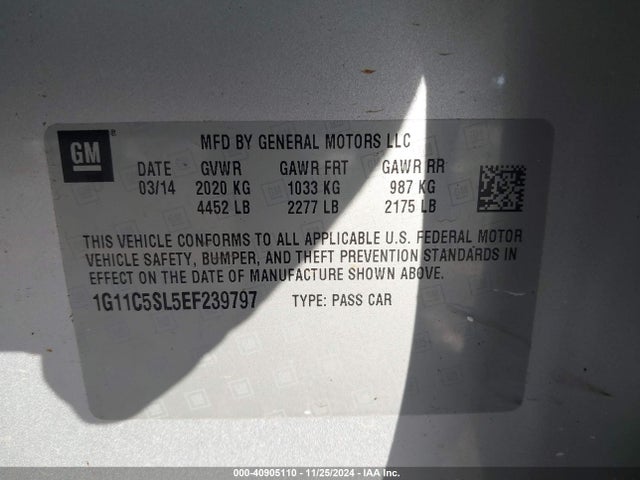 Chevrolet MALIBU 1LT 2014 1G11C5SL5EF239797 Image 9