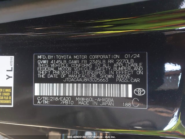 Toyota PRIUS XLE 2024 JTDACAAU8R3025663 Image 9