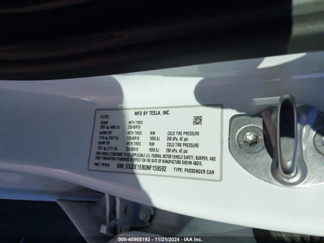 2022 TESLA MODEL 3 5YJ3E1EB0NF159592 Photo 8