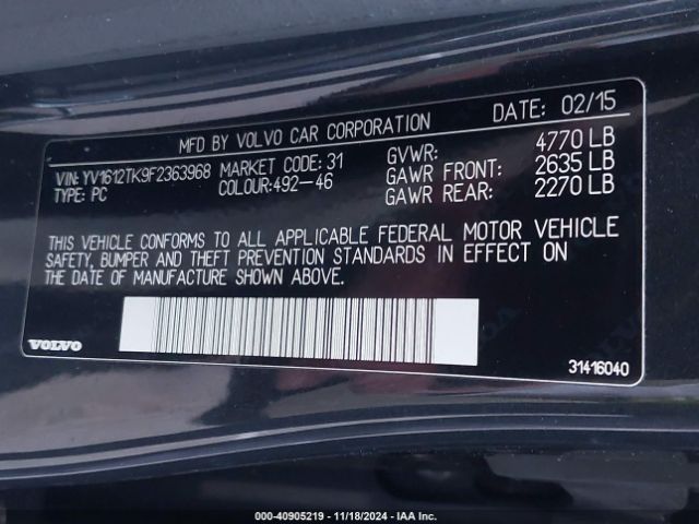 YV1612TK9F2363968 Volvo S60 T5 Premier