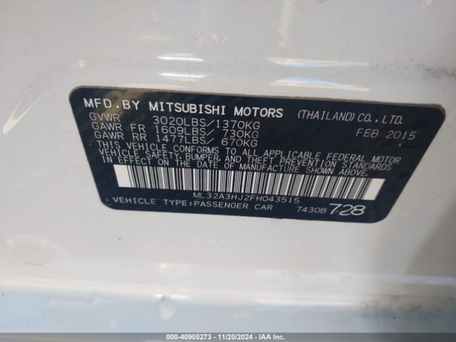 ML32A3HJ2FH043515 Mitsubishi Mirage De/rf