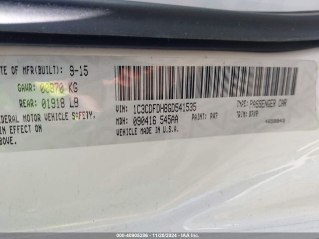 1C3CDFDH8GD541535 Dodge Dart Aero