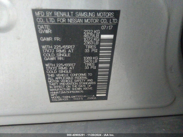 Nissan ROGUE SV 2017 KNMAT2MV5HP608676 Image 9