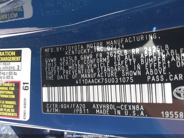 Toyota CAMRY LE 2025 4T1DAACK7SU031075 Image 9