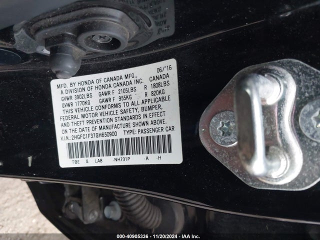 Honda Civic Ex-t 2016 2HGFC1F37GH650900 Image 9