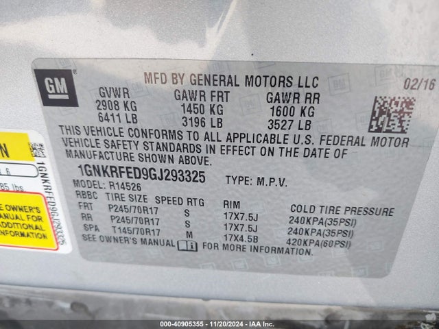 Chevrolet Traverse Ls 2016 1GNKRFED9GJ293325 Image 9