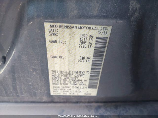 1N4AL3AP0FC266124 Nissan Altima 2.5 S